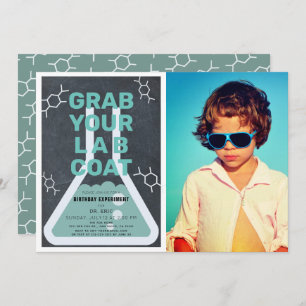 Science Experiment Flask Chalkboard Foto Birthday Kaart
