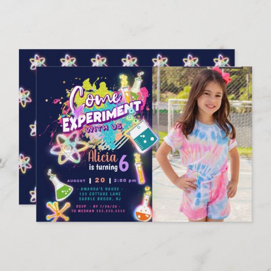 Science Experiment Invitation with photo (Devant / Derrière)