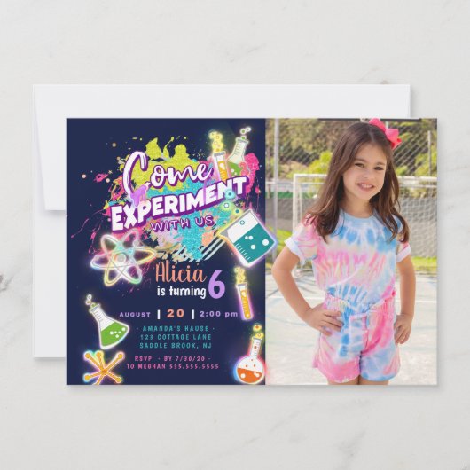 Science Experiment Invitation with photo (Devant)