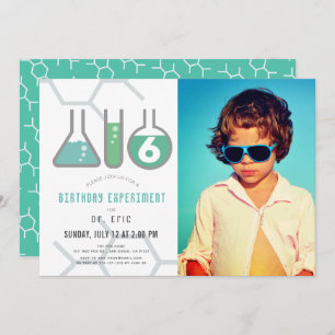 Science Experiment White Green Boy Foto Birthday Kaart