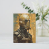 Science Fiction Alien Wearing Helmet Mask Briefkaart (Staand voorkant)