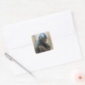 Science Fiction Alien Wearing Helmet Mask Vierkante Sticker (Envelop)