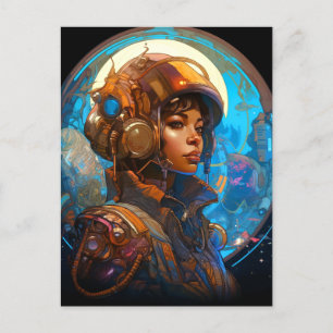 Science Fiction Black Woman Pilot Futuristic Briefkaart