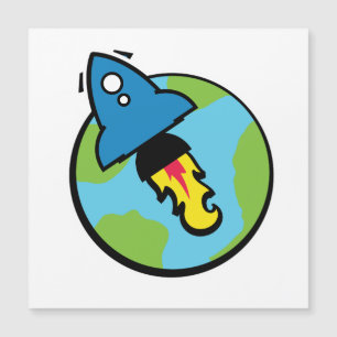 Science fiction cartoon Rocket and Planet