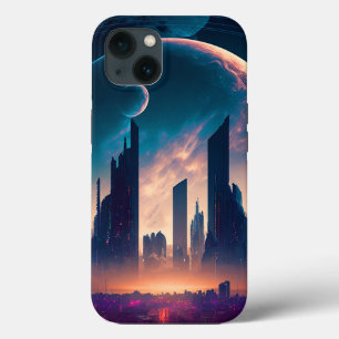 Science Fiction Cyberpunk Space City iPhone 13 Hoesje
