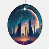 Science Fiction Cyberpunk Space City Keramisch Ornament (Links)
