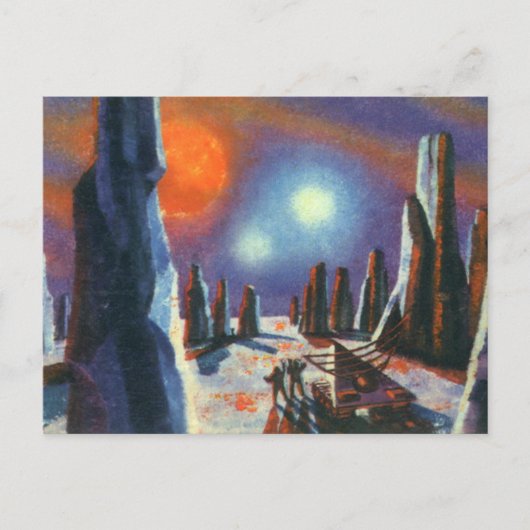  Science Fiction Foreign Planet met Aliens Briefkaart (Voorkant)