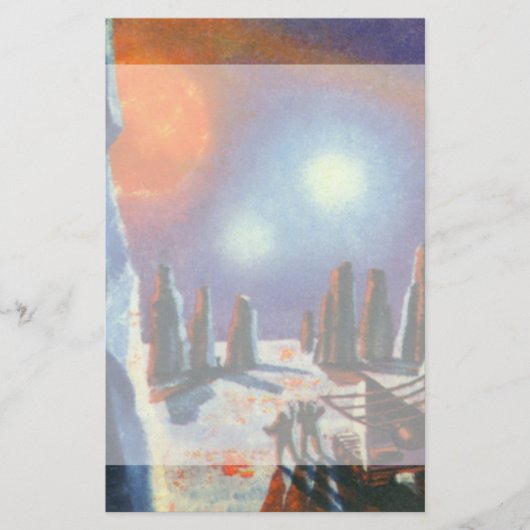  Science Fiction Foreign Planet met Aliens Briefpapier (Voorkant)