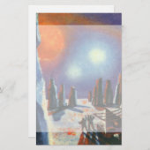  Science Fiction Foreign Planet met Aliens Briefpapier (Voorkant / Achterkant)