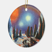  Science Fiction Foreign Planet met Aliens Keramisch Ornament (Links)