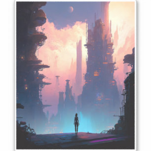 Science Fiction Futuristic City Sticker