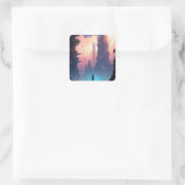 Science Fiction Futuristic City Vierkante Sticker (Tas)