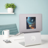 Science Fiction Futuristic Outer Space City Sticker (Laptop op bureau)