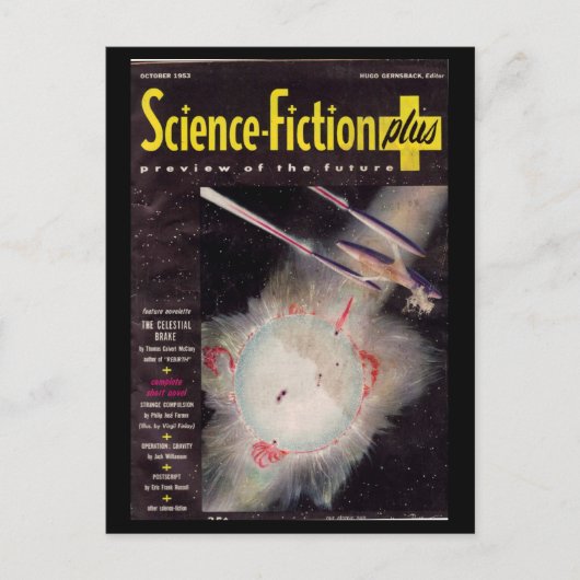 Science Fiction Plus 1953-10_Pulp Art Briefkaart (Voorkant)