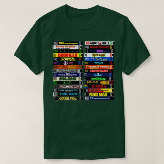 Science Fiction VHS Stack T-shirt (Design voorkant)