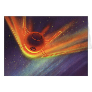 Science-fiction vintage, fusée lumineuse dans l'es