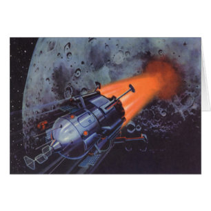 Science-fiction vintage, fusée lunaire décollant
