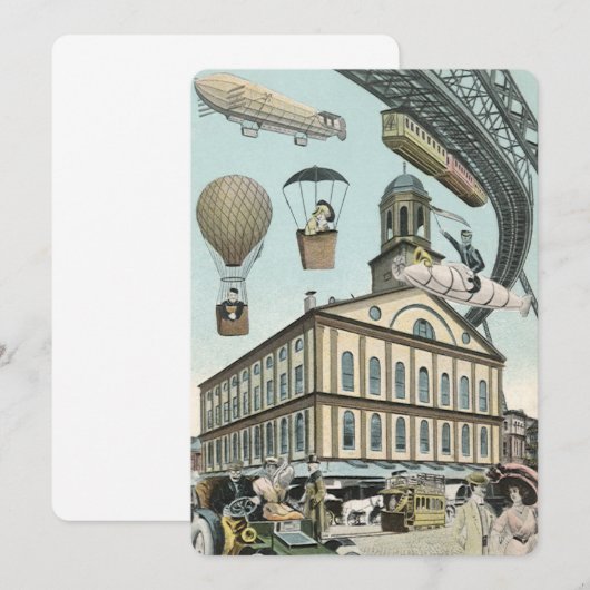 Science Fiction vintage Steam Punk City Invitation (Devant / Derrière)