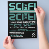 Science-Fictionlogo, Boekwinkelreclame Flyer (Hand)