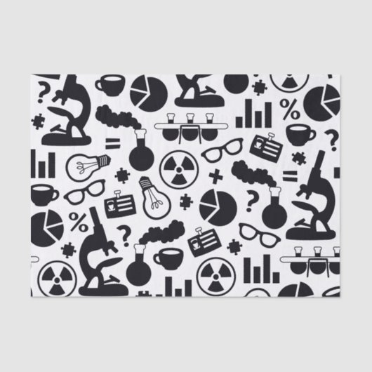 Science for Scientist Pattern (zwart-wit) Tissuepapier (Voorkant)