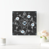Science Geek Atom Symbol Wall Clock Vierkante Klok (Huis)