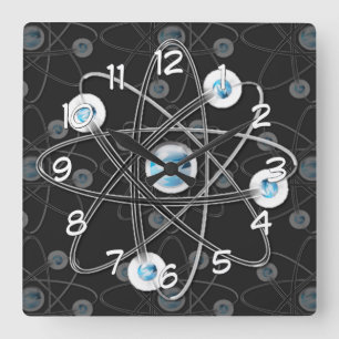 Science Geek Atom Symbol Wall Clock Vierkante Klok