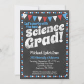 Science Graduation Party Invitation Rouge Bleu (Devant)