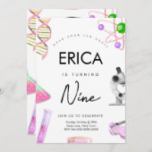 Science Invitation Anniversaire Pour Les Filles (Devant / Derrière)