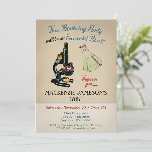 Science Invitation d'anniversaire Microscope (Debout devant)