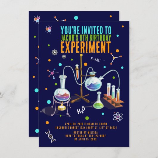 Science Invitations d'anniversaire (Devant / Derrière)