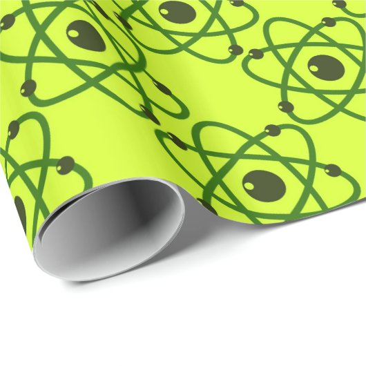 Science is Cool Neon Green Chemistry Atomic Design Cadeaupapier (Rol Hoek)