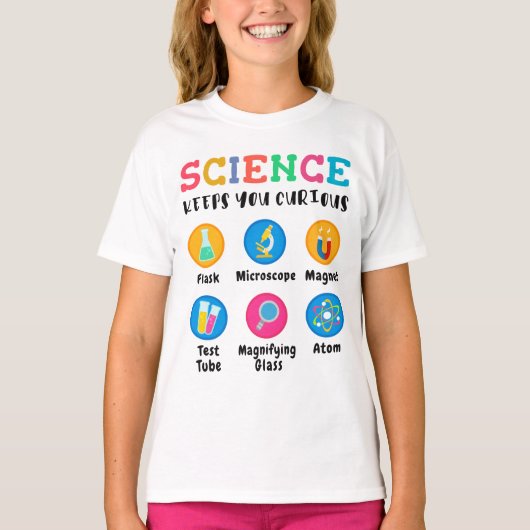 Science keeps you curious t-shirt (Voorkant)