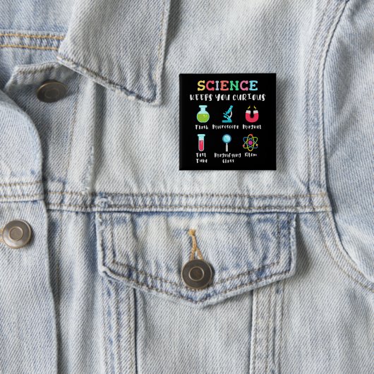 Science keeps you curious vierkante button 5,1 cm (In situ)