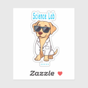 Science Lab hond, woordspelingen, papa grappen, la Sticker