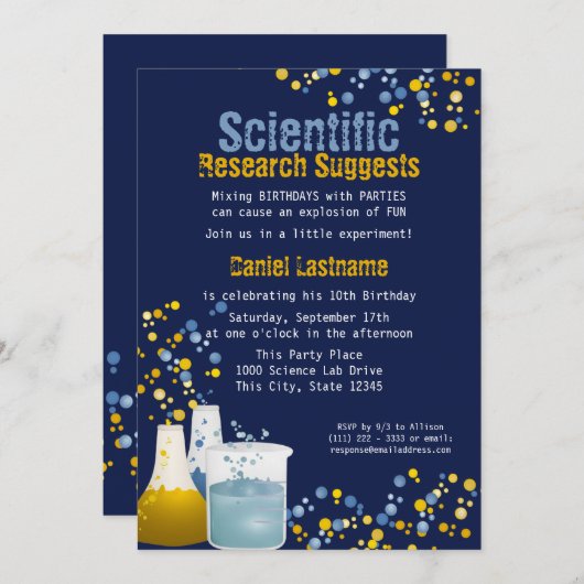 Science Lab Invitation d'anniversaire (Devant / Derrière)