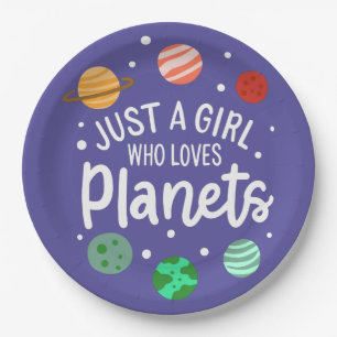 Science Nerd Outer Space Girl die van planeten hou Papieren Bordje