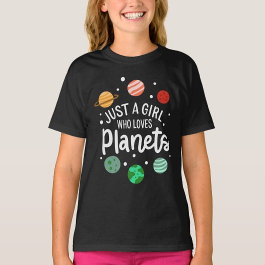 Science Nerd Outer Space Girl die van planeten hou T-shirt (Voorkant)