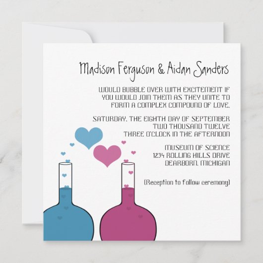 Science of Love Wedding Invite Kaart (Voorkant)