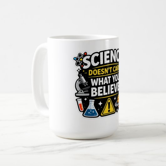 Science Over Belief – Funny Science Quote Design Koffiemok (Voorkant links)