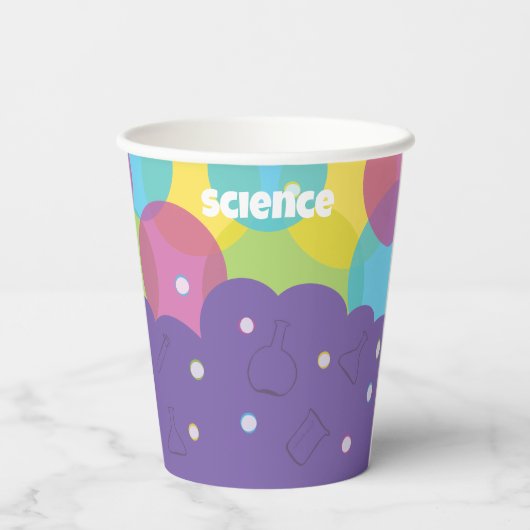 Science Party Cup - Kind's Birthday Party Cup Papieren Bekers (Achterkant)