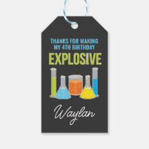 Science Party Favor Labels in blauw