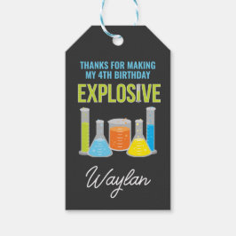 Science Party Favor Labels in blauw Cadeaulabel