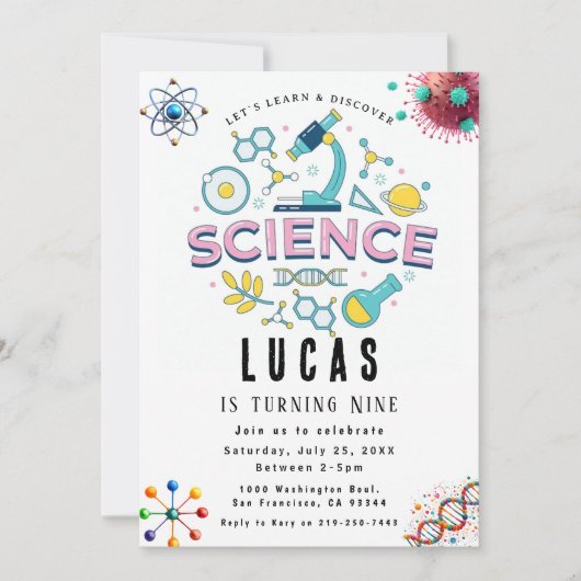 Science Party Invitation d'anniversaire (Devant)