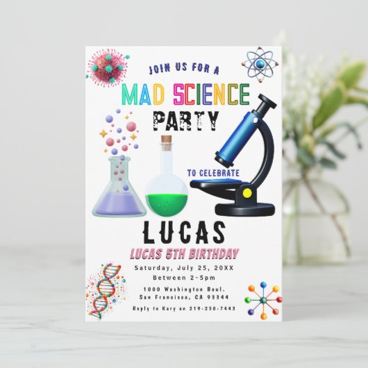Science Party Invitation d'anniversaire (Debout devant)