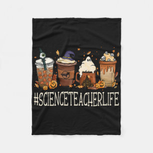 Science Teacher Horror Herfst Coffee Halloween Pum Fleece Deken