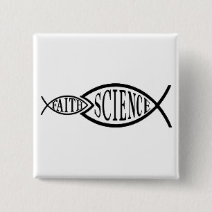 Science Trumps Faith Fish Vierkante Button 5,1 Cm