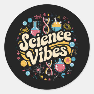 Science Vibes Groovy Eerste Dag Terug Naar School  Ronde Sticker