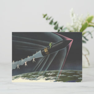 sciencefiction astronaut Riding Rocket