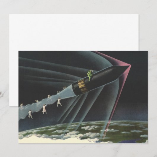  sciencefiction astronaut Riding Rocket (Voorkant / Achterkant)