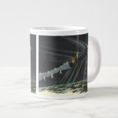 sciencefiction astronaut Riding Rocket Extra Grote Mok (Voorkant rechts)